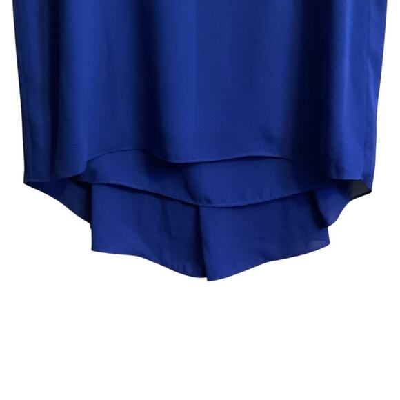Vince Camuto Tunic Top Sz M Blue Lined Sleeveless Pleated Back Polyester Hi-Low - Picture 4 of 9
